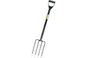 BONAFIDE Heavy Duty Garden Border Digging Fork, Carbon Steel Border Fork with Soft Grip D Handle, Carbon Steel Garden Hand Fork, Garden Fork Heavy Duty, 4 Tines Garden Fork