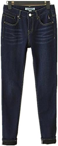 Wgwioo Jeans Women'S Skinny Ripped Distressed Pants Slim Pocket Classic Mid-Rise Inseam Zipper Long Button Loose Solid Color Casual . Deep Blue . 170