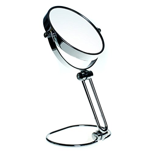 HIMRY Designed faltbare Kosmetikspiegel, 5 inch, 10x Vergrößerung, 360° drehbar. Kosmetik Spiegel / 2 Spiegel: normal und 10 – fach Vergrößerung,verchromten, Tisch Spiegel unterwegs Spiegel KXD3124-10x - 2