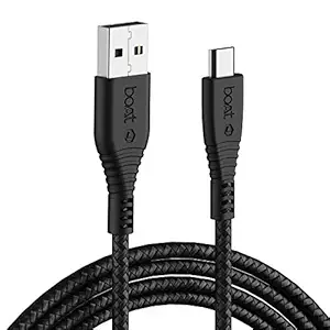 boAt Micro USB 55 Tangle-Free Cable with 3A Fast Charging & 480mbps Data Transmission(Black)