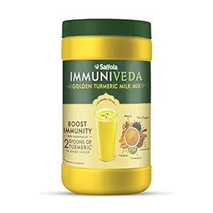 Saffola Immuniveda Golden Turmeric Milk Mix - 400g - Ayurvedic Immunity Booster Haldi Doodh | Immunity Drink for Kids & Adults