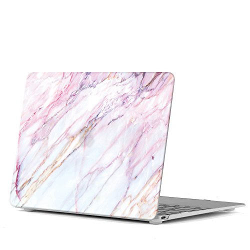 GMYLE Plastik H  lle f  r das aus Apple Macbook 12 Zoll mit Retina-Anzeige  Modell  A1534   2015 Version - rosa marmorfarben