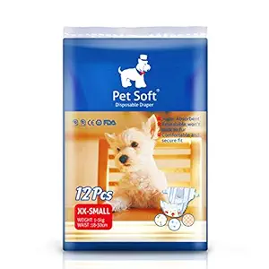 Pet Soft Pet Disposable Female Puppy Dog Diaper, 12Pcs, XXS