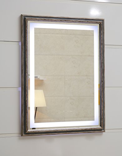 Design LED-Beleuchtung Wandspiegel GS099N Lichtspiegel Badspiegel Flurspiegel Garderobenspiegel mit Rahmen Tageslichtweiß IP44 (80 x 60 cm, K1)