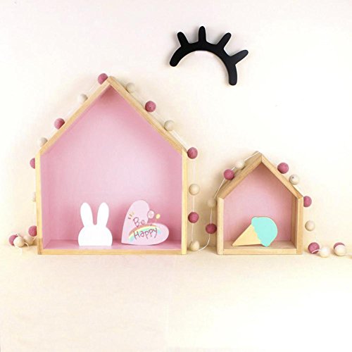 Lembeauty-Boîtes de rangement en bois en forme de maison, pour étagères, accrocher à un mur, décoration pour chambre d'enfant, lot de 2