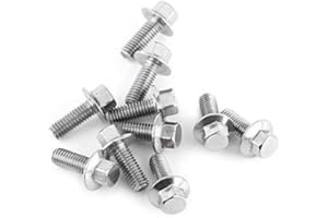 HILITAND Set di 10 Viti a Testa Esagonale M6 in Acciaio Inox SS304 Bullone a Flangia Tappo di Lavaggio Fissaggio (M6 x 16)