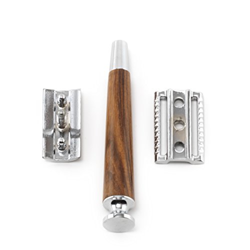 Rusty Bob – Rasierhobel – Rasier-Set – Barber-Shop / Nassrasierer offener / geschlossener Kamm aus [edelstahl – holz – schwarz – chrome] im set Arko Rasierseife + Astra Klingen / holzgriff – Set 10 - 3