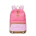 Produktbild SJMMBB Canvas Rucksack Tasche Tasche Drucken Mode Studenten Striped Canvas Rucksack, Pink, 45 * 32 * 14,5 cm