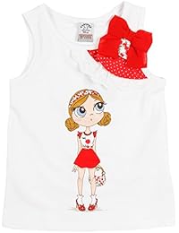 Charanga Carecita, Camiseta sin Mangas para Niñas, Blanco, 104 (Tamaño del Fabricante: 3-4 )