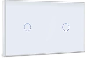 BSEED interruptor tactil 1 Gang 1 Vía+ 1 Gang 1 Vía,interruptor táctil de pared Blanco con indicador LED, 500W interruptores de luz pared con con panel de vidrio templado,sin cable neutro