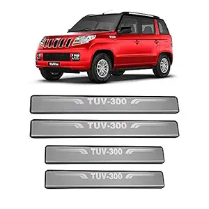 PRIKNIK Car Footstep Door Sill Plate Stainless Steel Non-Led Compatible with Mahindra TUV300
