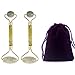Produktbild haishell 2 Pcs Jade Roller Face Massagegerät mit Doppelrollen Natürliche Jade Stein Gesichts-Massagegerät für Ihre Augen, Gesicht und Hals mit Lila Samt Kordelzug Beutel