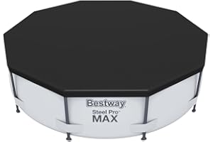 Bestway Flowclear PVC-Abdeckplane Ø 305 cm, für runde Steel Pro, Steel Pro MAX und Fast Set Pools, Grau
