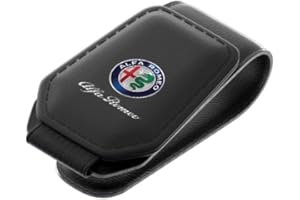 SFEG Glasses Holder for Car Sun Visor, Universal Leather Sunglasses Holder Car, Magnetic Car Visor Glasses Holder for All Types of Lenses (fit A-lfa)