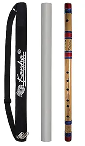 Kanha Flutes E Scale Natural Base Assam Bamboo Flute Musical Instrument Size 30 Inch Bansuri Right Handed with Flute Cover