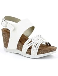 INBLU - Sandalias de vestir de piel sintética para mujer blanco Bianco 36