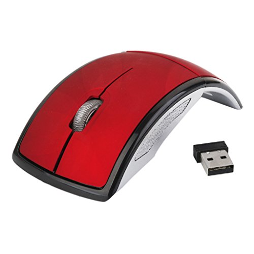 Rat&oacute;n &Oacute;ptico Arco Plegable Inal&aacute;mbrico Port&aacute;til PC 2.4GHz USB Rojo