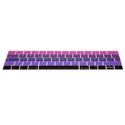 kwmobile Tastaturschutz Apple MacBook Pro 13″ / 15″ (ab 2016) Touchbar – QWERTZ Silikon Laptop Tastaturfolie – Notebook Tastaturschutzfolie Pink Violett - 4