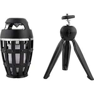 Mindmaker  Torch Atmosphere Bluetooth LED Lamp Wireless Outdoor Portable Stereo Speaker with HD Audio and Enhanced Bass Sound and Mini Tripod Stand for iPad iPhone Android Phones (Black)