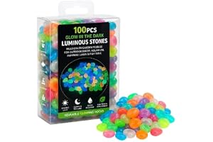 ABeanPop 100PCS Glow in The Dark Luminous Stones – Multicolor Garden Pebbles for Outdoor Decor, Aquarium, Pathway, Lawn & Fish Tank | Reusable Glowing Rocks (Mix Colors)