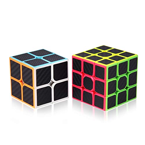 Roxenda Speed Cube Set, 2x2 3x3 Cube Bundle,Easy Turning,Smooth Play,Solid Durable,Carbon Fiber Sticker