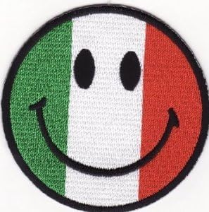 Smiley Happy Face Patches (Italy Flag) Patches Embroidered Iron on Patch