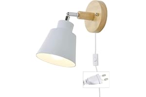 HUA5D Apliques Pared Dormitorio Con Enchufe E Interruptor Blanco,Lámpara De Pared Vintage Retro E27 Interior Modernos,Apliques Para Lectura En Interiores Focos Lámparas De Pared
