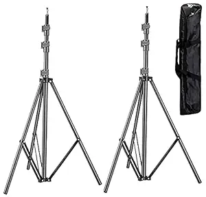 VIBLITZ Portable (ViVIBLITZ Light Stand Kit - 9 feet (2 Light Stands) Metal Colour Black 9 feet, Portable & Foldable, Indoor & Outdoor Shoot, Heavy Duty, Photography & Videographyblitz 9 ft light stand set of 2, Viblitz 9 ft light stand set of 2)