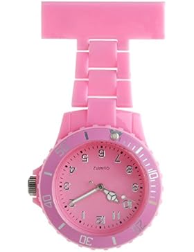 Ellemka JCM-2102 - Schwesternuhr Clip zum Anstecken FOB Kittel Krankenschwester Pflege-r Quarz Puls-Uhr Taschen...