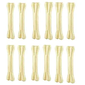 YOUNIQUE MERCHANDISE Dog Chew Bones Rawhide Pressed Bone Calcium Treat 6 Inches (6 Inch, Pack of 15)