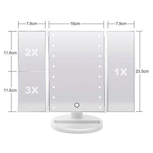 Licht Make-up Spiegel, Lupe Travel Kosmetikspiegel, beleuchtet Spiegel, Tisch verstellbar beleuchtet Kosmetikspiegel mit drei-Wege LED-Touch Bildschirm Tisch Schreibtisch Spiegel für Zahnseide Make Up (Pink) - 2