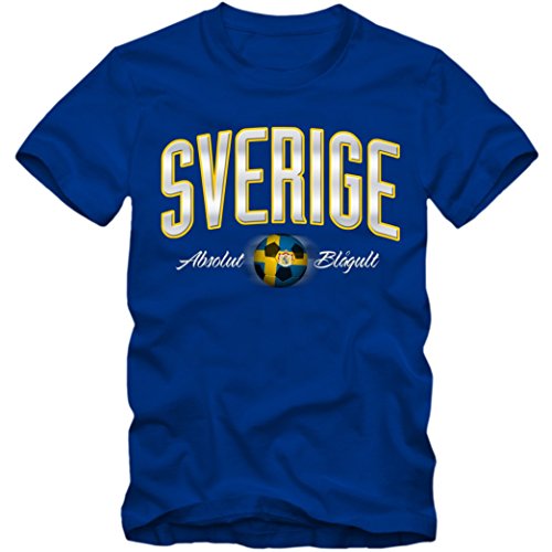Herren Fußball T-Shirt Sverige Sweden Schweden Blågult Football EM Trikot, Farbe:blau;Größe:XL