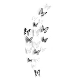 18 Stück 3D Schmetterling Wandtattoo DIY Wandstickers Wanddeko Wandaufkleber Weiß und Schwarz