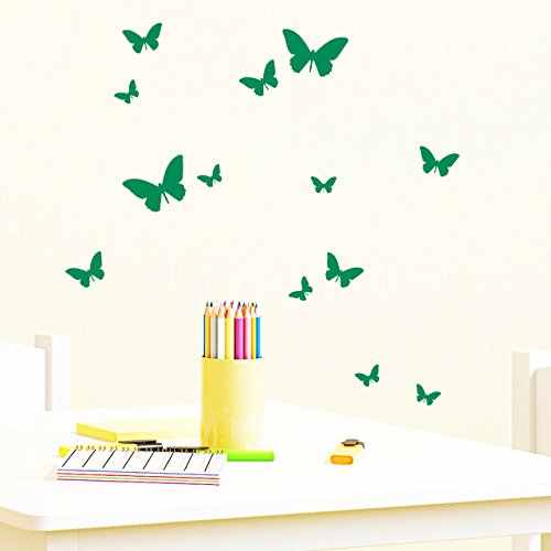 Wandtattoo Loft® Aufkleber Sticker „Schmetterlinge 13 Stück“ / 49 Farben zur Auswahl / kleinster Schmetterling 2,6 x 1,6 cm und größter Schmetterling 7 x 4 cm / pink / - 7