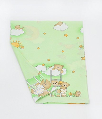 Pram, cot, crib DUVET COVER approx. 70x50cm, nursery bedding, toddler, baby (pattern: bears in heaven_lightgreen)