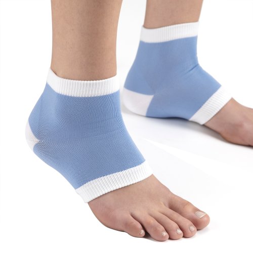 Heel Pain Relief Mosturising Padded Gel Socks (One Pair) (Pink/Blue/Natural) (Blue)