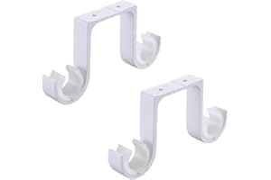 Rtengtunn Soportes de Barra de Cortina, 2 Piezas/Juego Soportes de Barra de Cortina Doble Herrajes para Ventana Soporte de Gancho Percha Decoración para el hogar montada en el Techo - Blanco