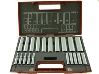 Preisvergleich Produktbild Nusskasten Steckschlüssel Satz lang Langnuss 1 / 2" 1 / 4"