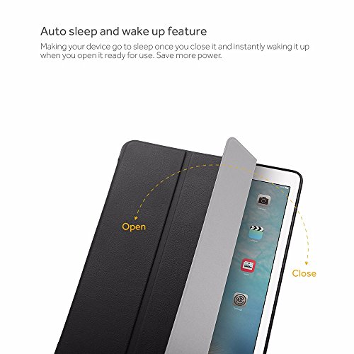 iPad Pro 9.7 Hülle, EasyAcc Ultra-Slim Premium Kunstleder für iPad Pro 9.7 2016 Smart Case Schutzhülle mit klappbarem Standfuß und automatischer Sleep/Wake Up Funktion für (Modellnummer A1673 A1674 A1675) – Schwarz, Ultra Dünn - 7