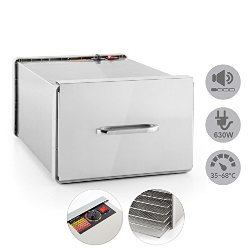 Klarstein Fruit Jerky Pro 6 Dörrgerät Dörrautomat (6 Etagen, 630 Watt, einstellbare Temperatur, Trockenfläche ca. 0,65 m², Ventilator, Edelstahl-Gehäuse, inkl. Handbuch) silber - 3