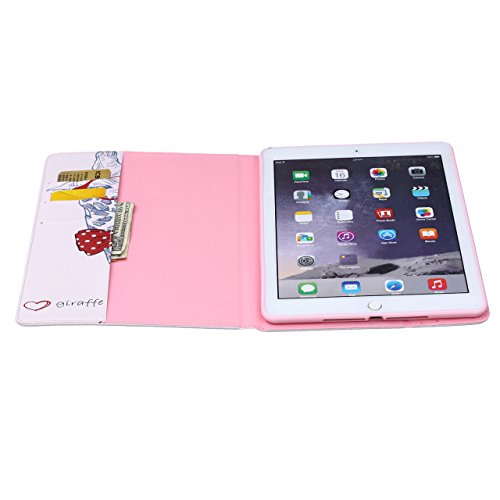 iPad Air 2 Hülle, Deenor Bunt Painting und Stilvoll Brieftasche Tasche PU Leder Flip Protective Stand Tasche Schutzhülle Hülle für Apple iPad Air 2 iPad 6 Generation.[Giraffe] - 6