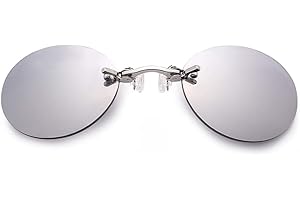 YAMEE Retro Round Clip-On Nose Sunglasses Matrix Morpheus Movie Rimless Clamp Glasses, 4 Colors