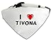Produktbild Personalisierter Weißer Hundschal mit Aufschrift Ich liebe Tivona (Vorname/Zuname/Spitzname)