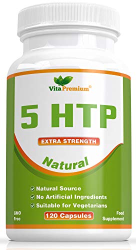 5-HTP Natural de 100 mg, 120 Cápsulas Vegetarianas con Suministro Para 4 Meses, Libres de Transgénicos y Que Ayudan al Sueño y a la Regulación de Melatonina, de Vita Premium