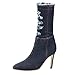 Produktbild Junjie Denim Stiletto Ferse mit Reißverschluss Zipper Stiefeletten Damenschuhe Frauen High Heel Schuhe Mittelrohr Boot Denim High: 10cm Solid Color Spitz Schuhe 36-42