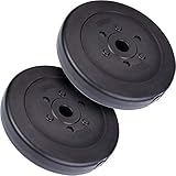 hantelscheiben 50mm gebraucht Technische Daten: Durchmesser einer Scheibe: ca. 31,5 cm, Stärke: ca. 5,5 cm, Bohrung: 30/31 mm, Material: Kunststoff und Zement, Farbe: schwarz