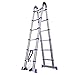 Produktbild Aluminium-ausziehbare Verlängerungsleiter, Anti-Rutsch-Verriegelung Telecopic Ladder A-Frame-Typ & Gerade Leiter für Heimschule, 3.2m / 3.8m / 4.4m (größe : 1.95+1.95m=3.8m Straight Ladder)