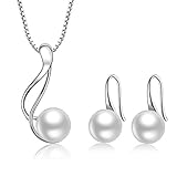 super set de joyeria friends boutique ♥ALTA CALIDAD♥ -Colgante y collar: plata de ley 925 (y superficie chapada en oro blanco). El colgante, el collar y los pendientes están hechos de plata de ley de primera calidad "Plata S925". El collar mide 18 pulgadas. El colgante tiene una perla cultivada de agua dulce de 8.5-9.0mm de diámetro. Los pendientes tienen brillantes perlas cultivadas de alta calidad de un diámetro de 8.0-8.5mm.