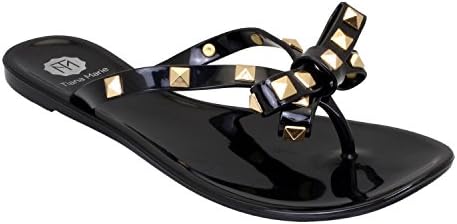 Halsey Studded Flip Flops (UK 5 / EU 38, Black)