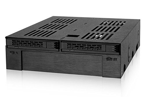 ExpressCage MB322SP-B 2×2.5” SATA/SAS HDD/SSD in 5,25” Backplane-Modul mit 3,5” HDD/Komponenten-Slot - 2